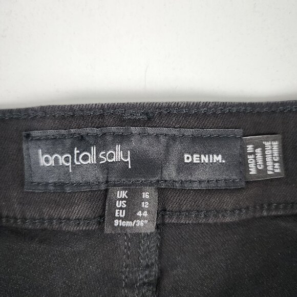 Long Tall Sally Jeans Womens 12 Black Skinny Low Rise Denim 32x35 NWT - Picture 4 of 10